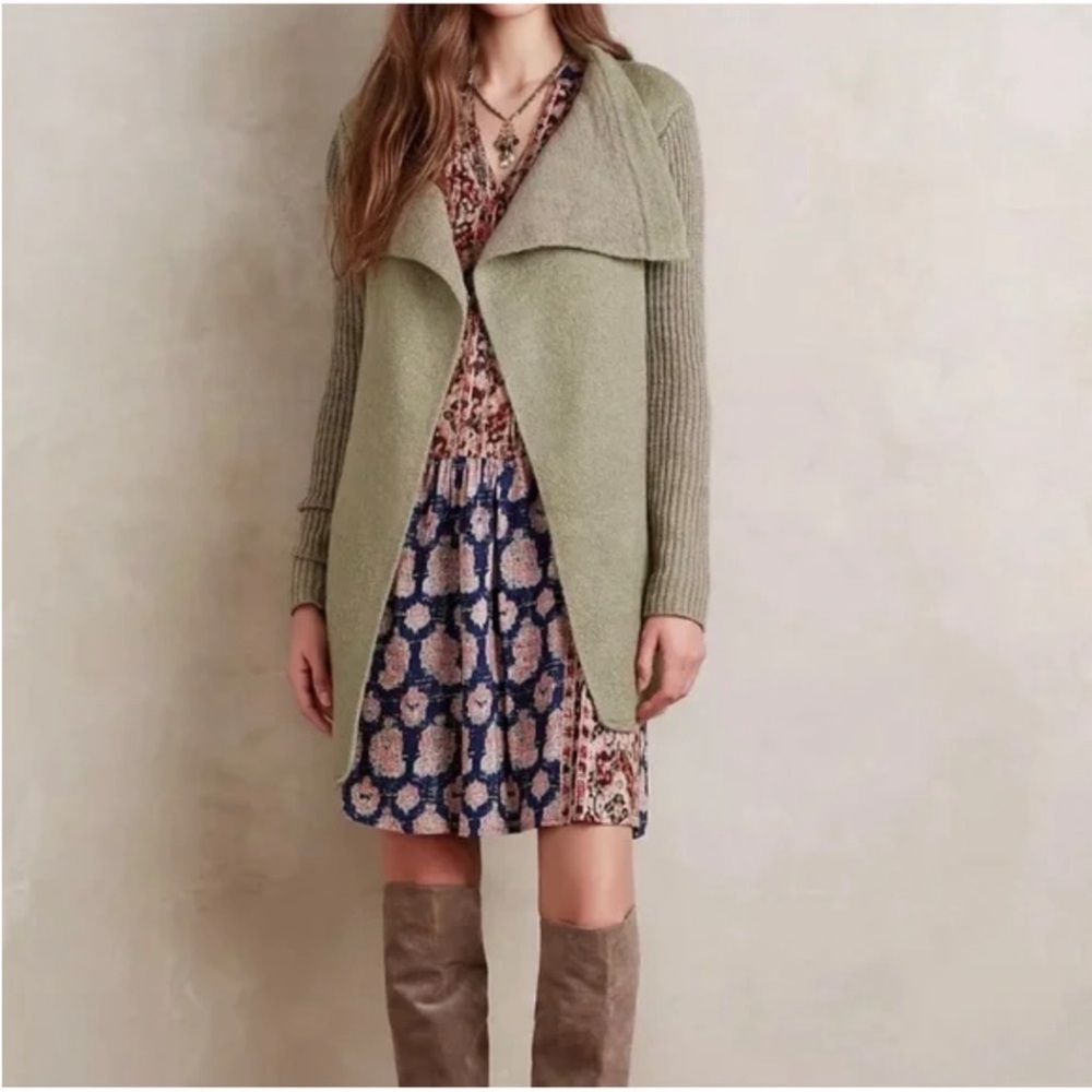 Anthropologie La Fee Verte Draped Boucle Cardigan